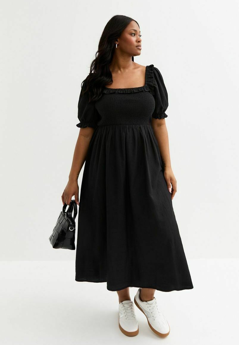 

Повседневное платье CURVES PUFF SLEEVE MIDI New Look Curves, черный