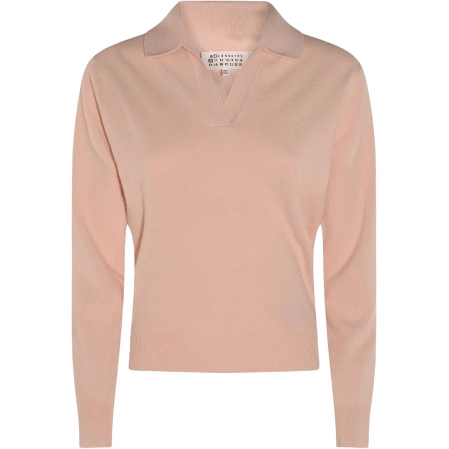 

Вязаный джемпер с V-образным вырезом Maison Margiela, светло-розовый