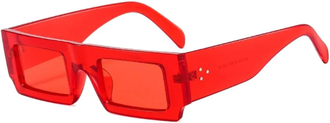 

Популярные модные квадратные солнцезащитные очки для женщин, винтажные, конфетных цветов, мужские, трендовые, с заклепками, солнцезащитные очки UV400 UATXTAU, Red Red