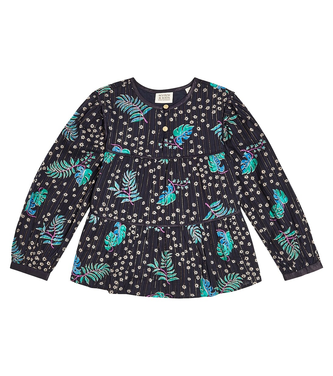

Хлопковая блузка с принтом Scotch & Soda Kids, синий