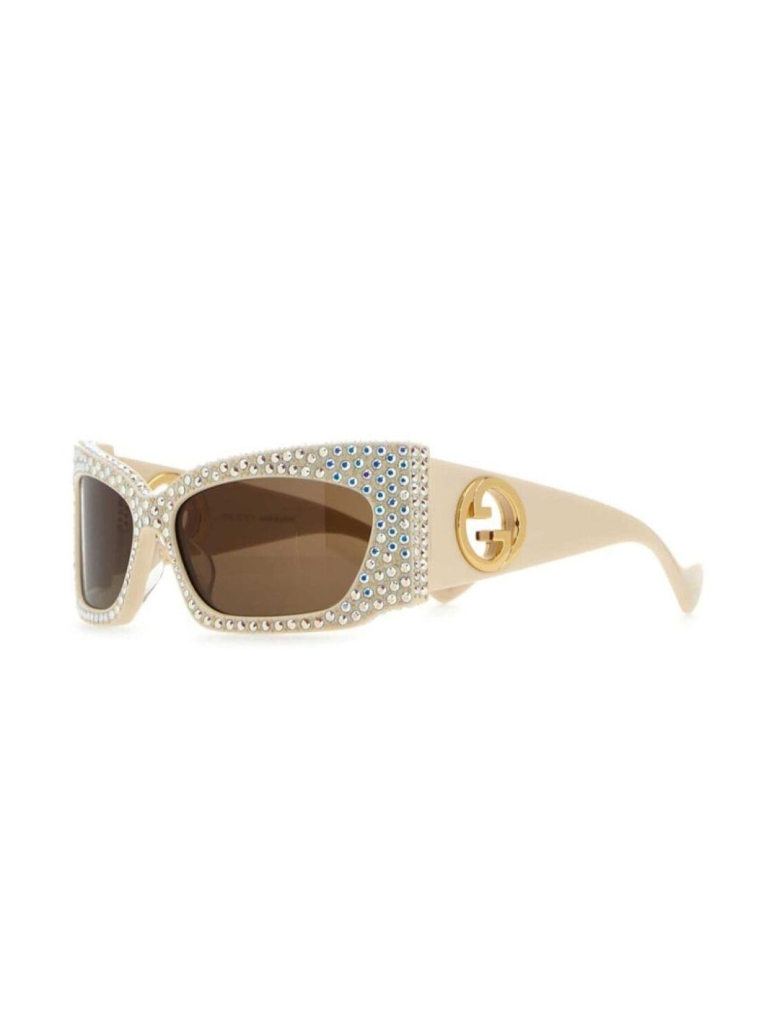 Солнцезащитные очки Gucci Eyewear с двойной буквой G, украшенные стразами, серый — фото 2