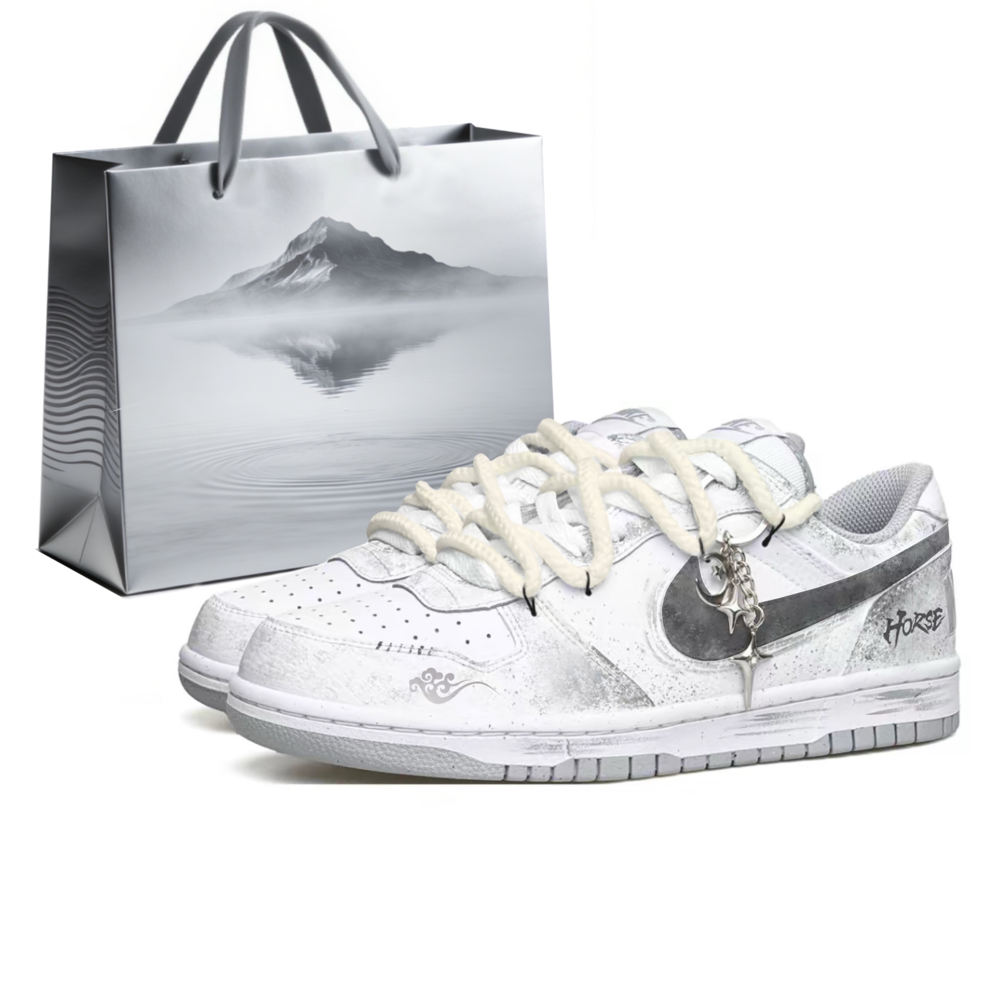 

Nike Dunk Copernicus высота увеличивающая устойчивая к истиранию противоскользящая низкая обувь для скейтбординга мужская бело-серая