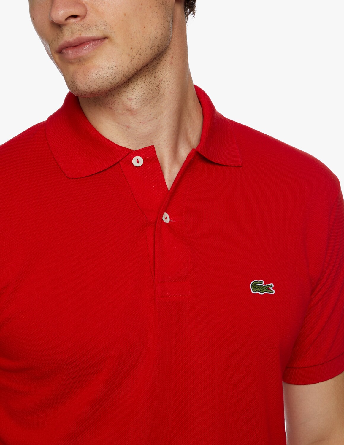 Поло Lacoste Классическое, однотонное, красное — фото 4