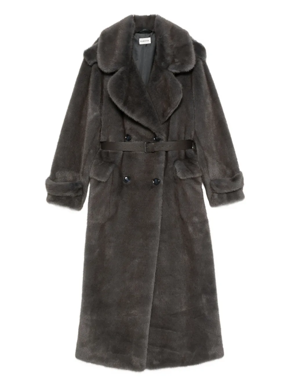 

Пальто с поясом и двубортной застежкой P.A.R.O.S.H., серый