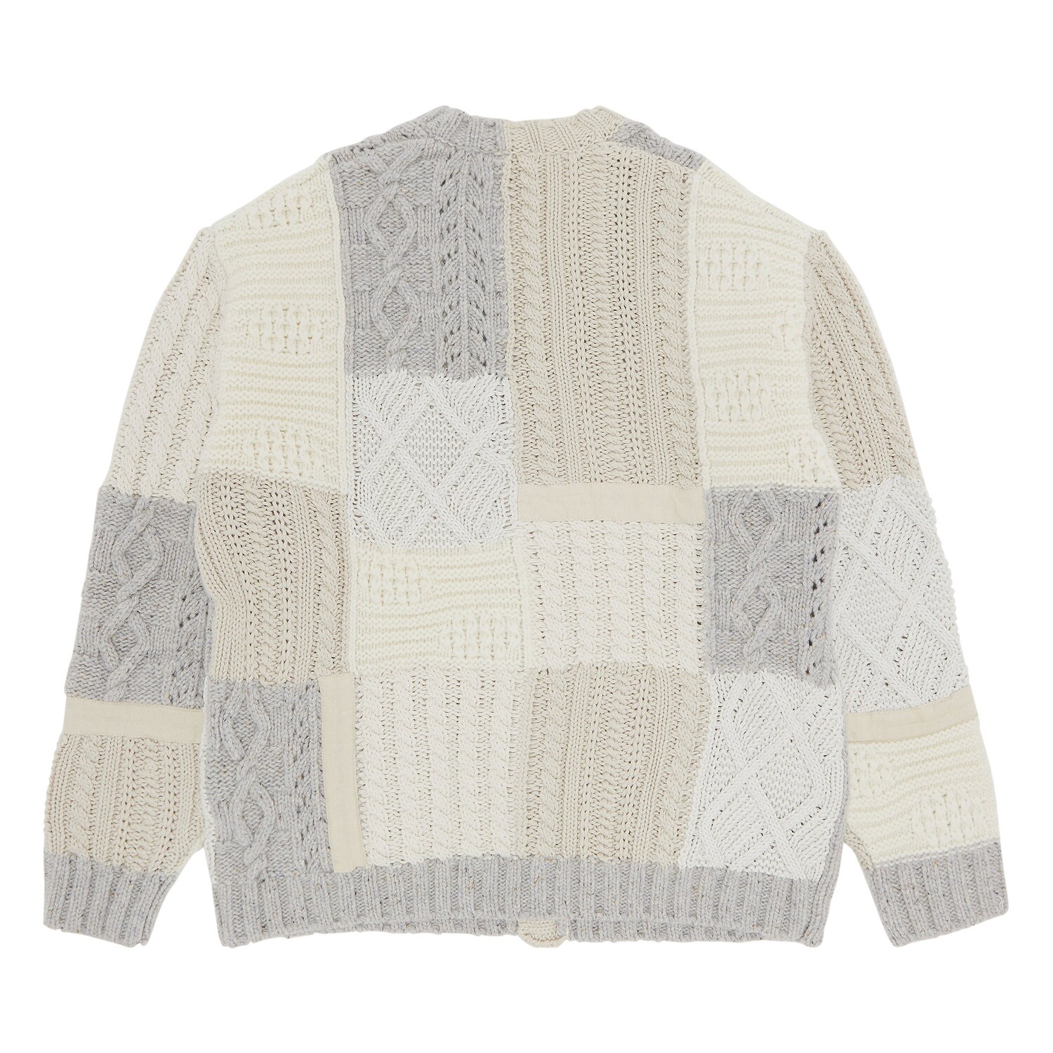 Кардиган вязанной косой вязки Supreme Patchwork, цвет Слоновая кость — фото 2