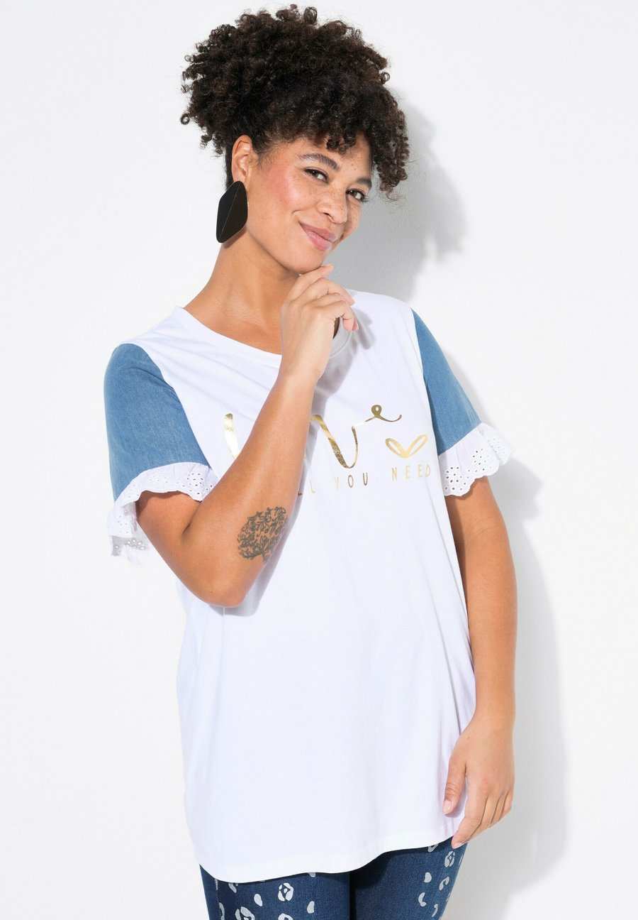 

Футболка MIAMODA A-LINIE FARBIGER -HALBARM SCHRIFTZUG, Snow White/White, Белый, Футболка MIAMODA A-LINIE FARBIGER -HALBARM SCHRIFTZUG, Snow White/White