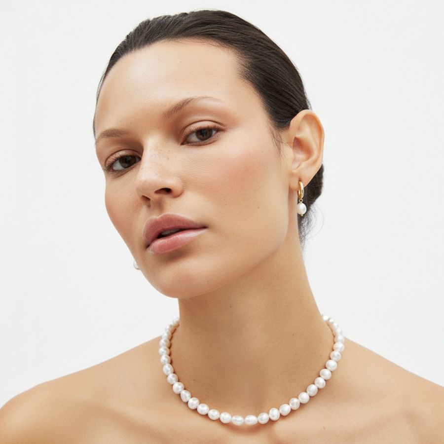 

Подарочный набор из 2 предметов: ожерелье и серьги из пресноводного барочного жемчуга (9-11 мм) Joey Baby, Pearl, gold