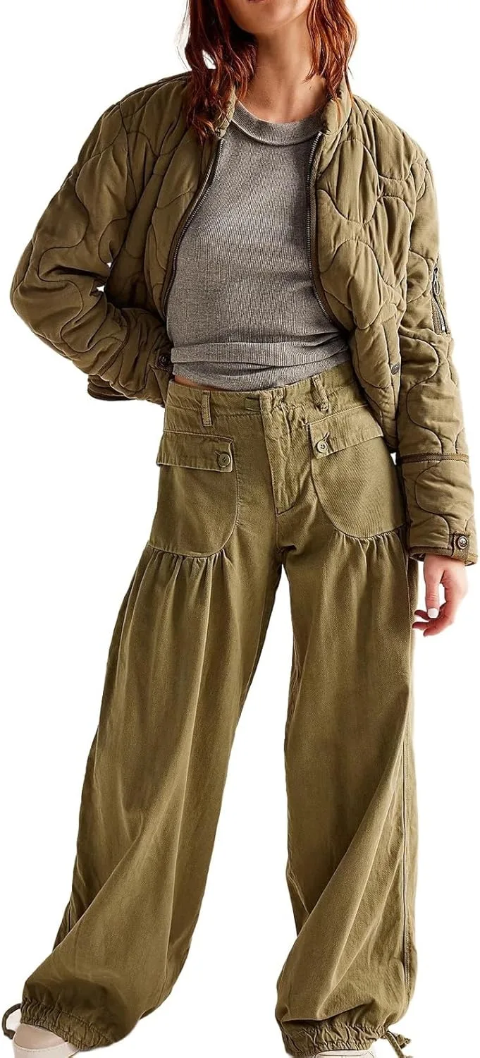 

Lotus Tube джинсы для женщин Mid Rise с завязками и плиссировкой