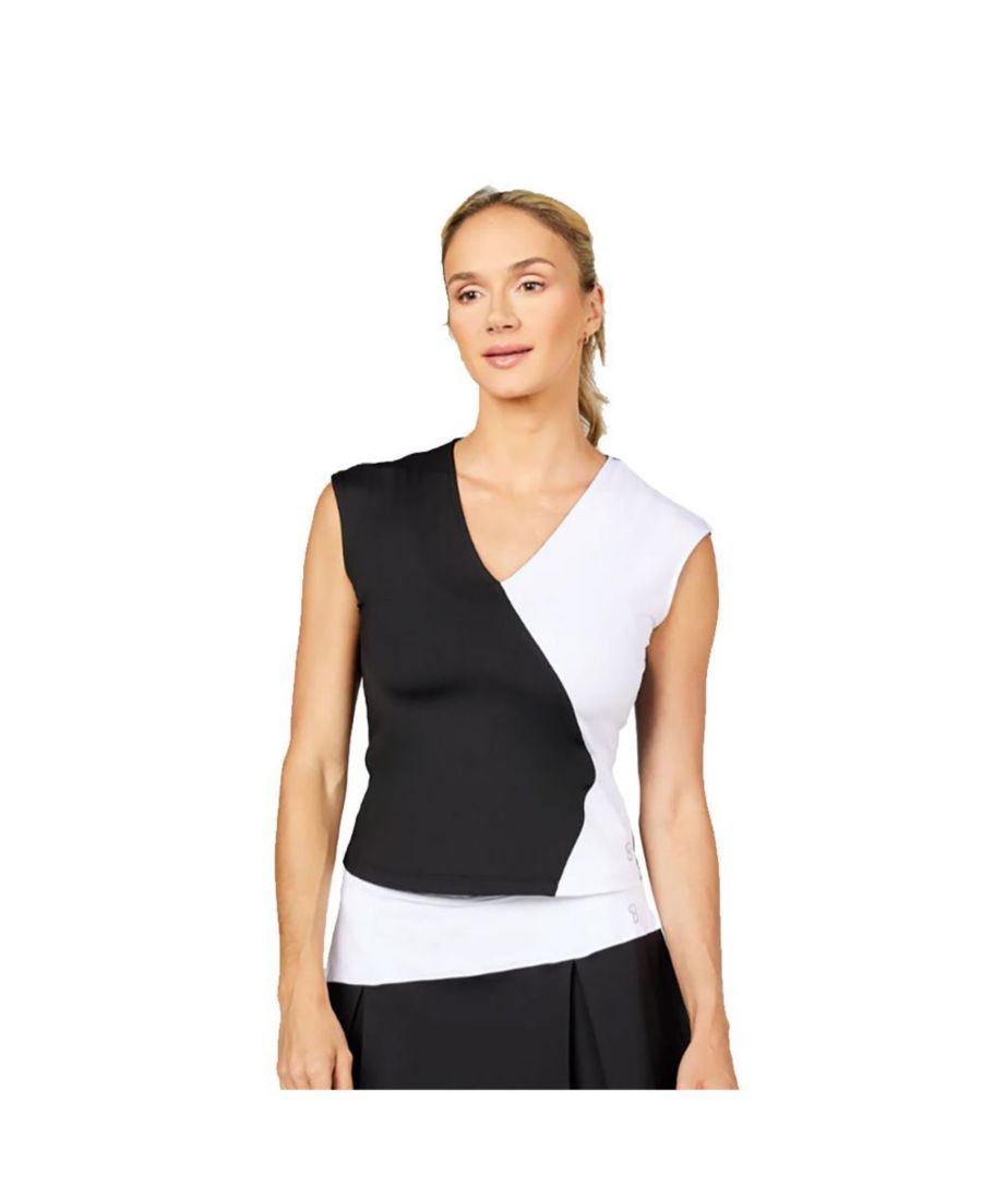 

Монохромная женская теннисная майка с короткими рукавами Sofibella, Black/white