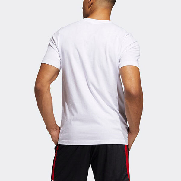 Футболка hdn abstract t basketball sports printing loose short sleeve white Adidas, белый — фото 4