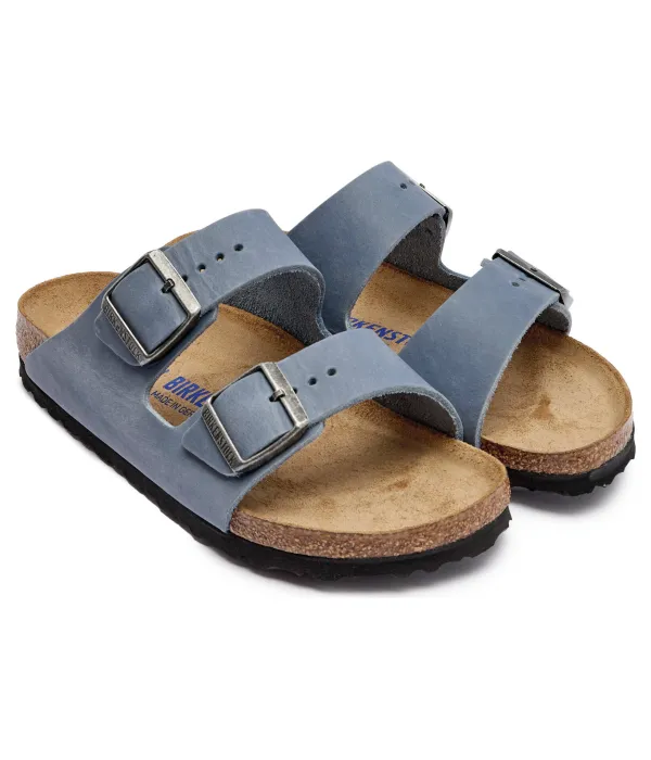 Кожаные тапочки Arizona sfb leoi Narrow fit Birkenstock, синий — фото 2