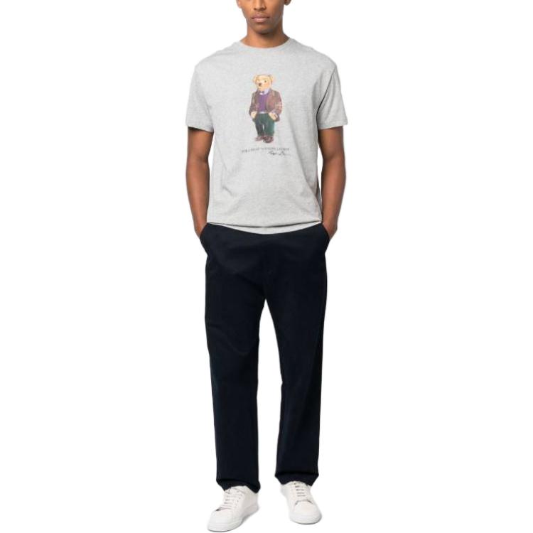 Футболка из хлопка с принтом медведя Polo Ralph Lauren, серая — фото 3