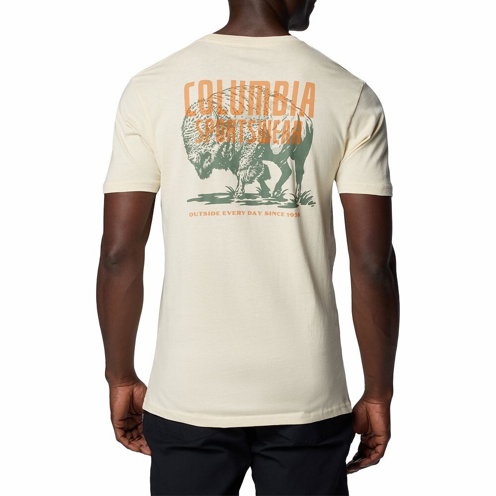 

Мужская футболка Columbia Outdoor Gear с короткими рукавами и графическим рисунком, цвет Chalk