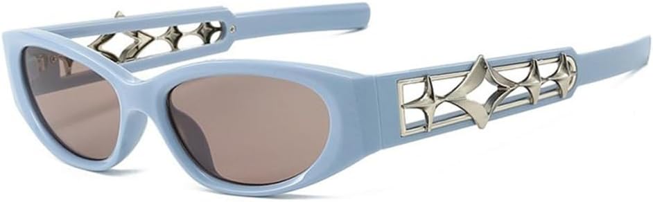 

Солнцезащитные очки «кошачий глаз» в тонкой оправе для женщин, роскошные солнцезащитные очки для мужчин, футуристические солнцезащитные очки в форме звезд TYUVIVO, C7bluebrown