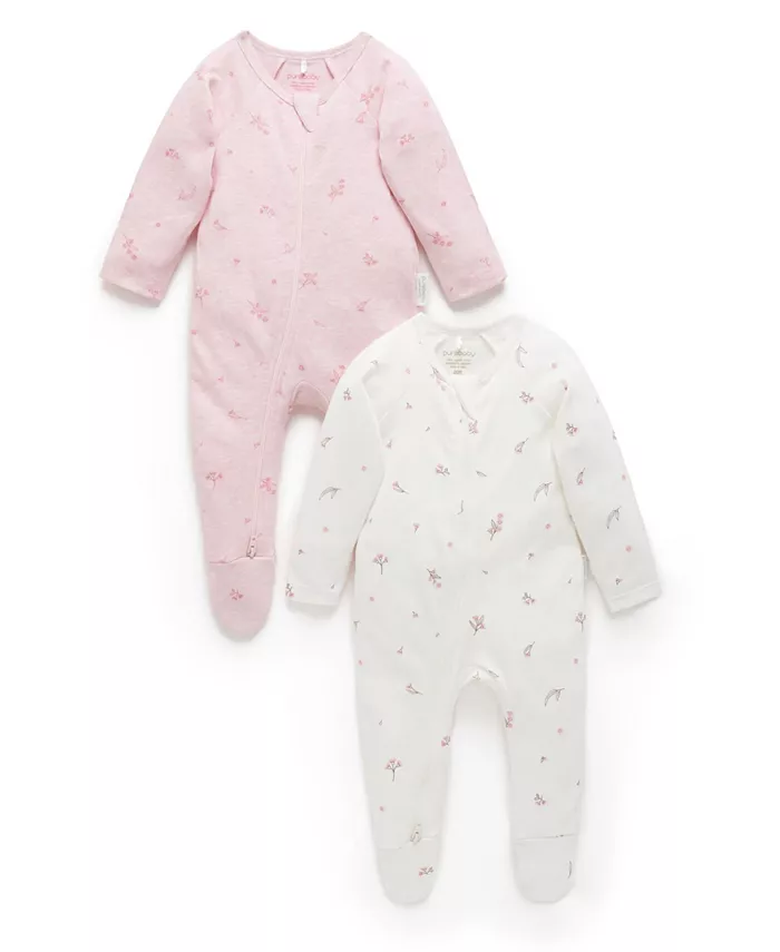 

Детский комбинезон на молнии, 2 шт Purebaby, розовый