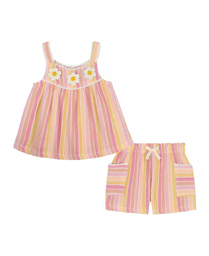 

Комплект для девочек из 2 предметов: топ и шорты в полоску с эффектом "кринкл" Kids Headquarters