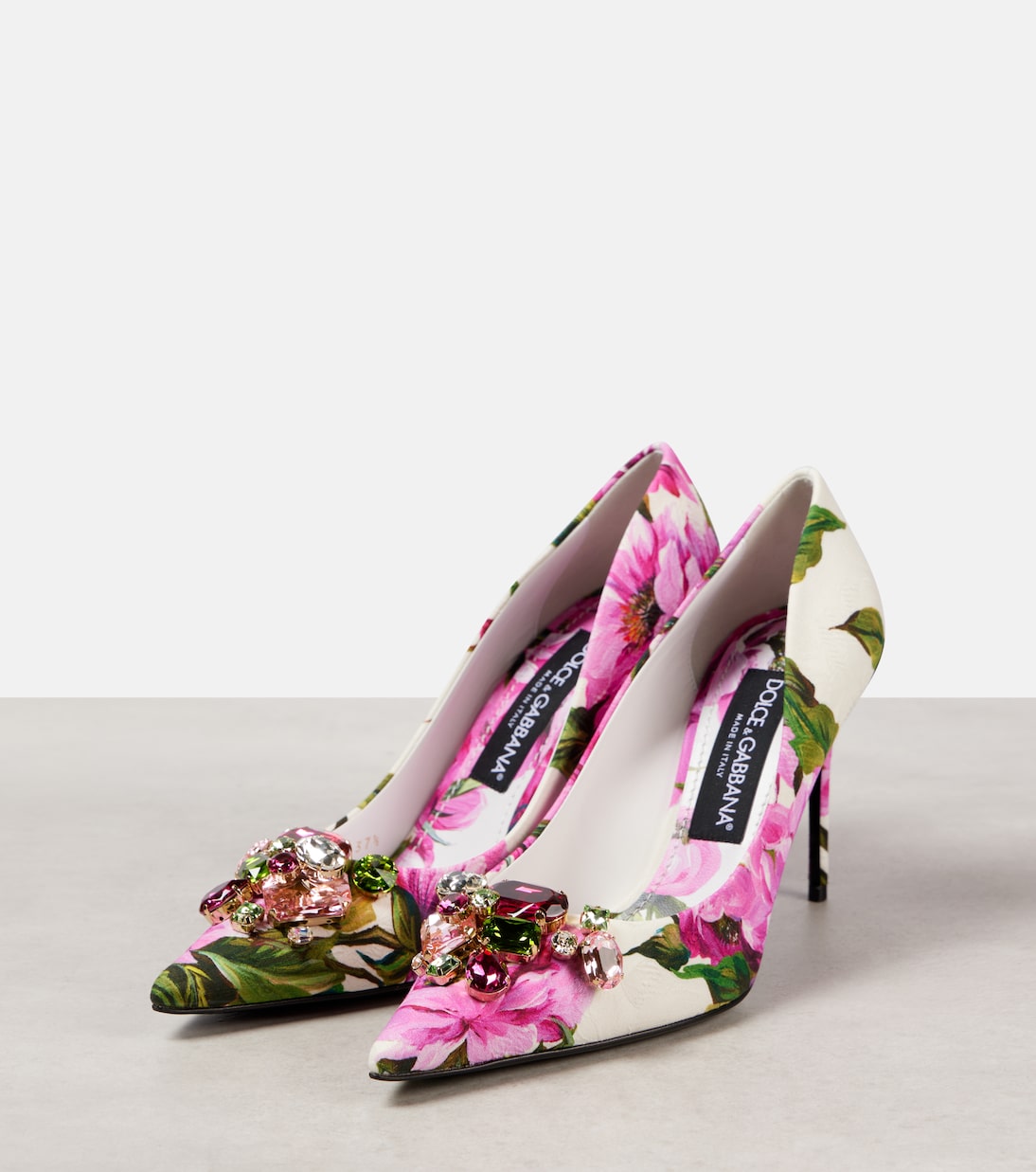 Туфли-лодочки с кожаной отделкой и декором Dolce&Gabbana, Peonie Fuxia F. Bco — фото 4