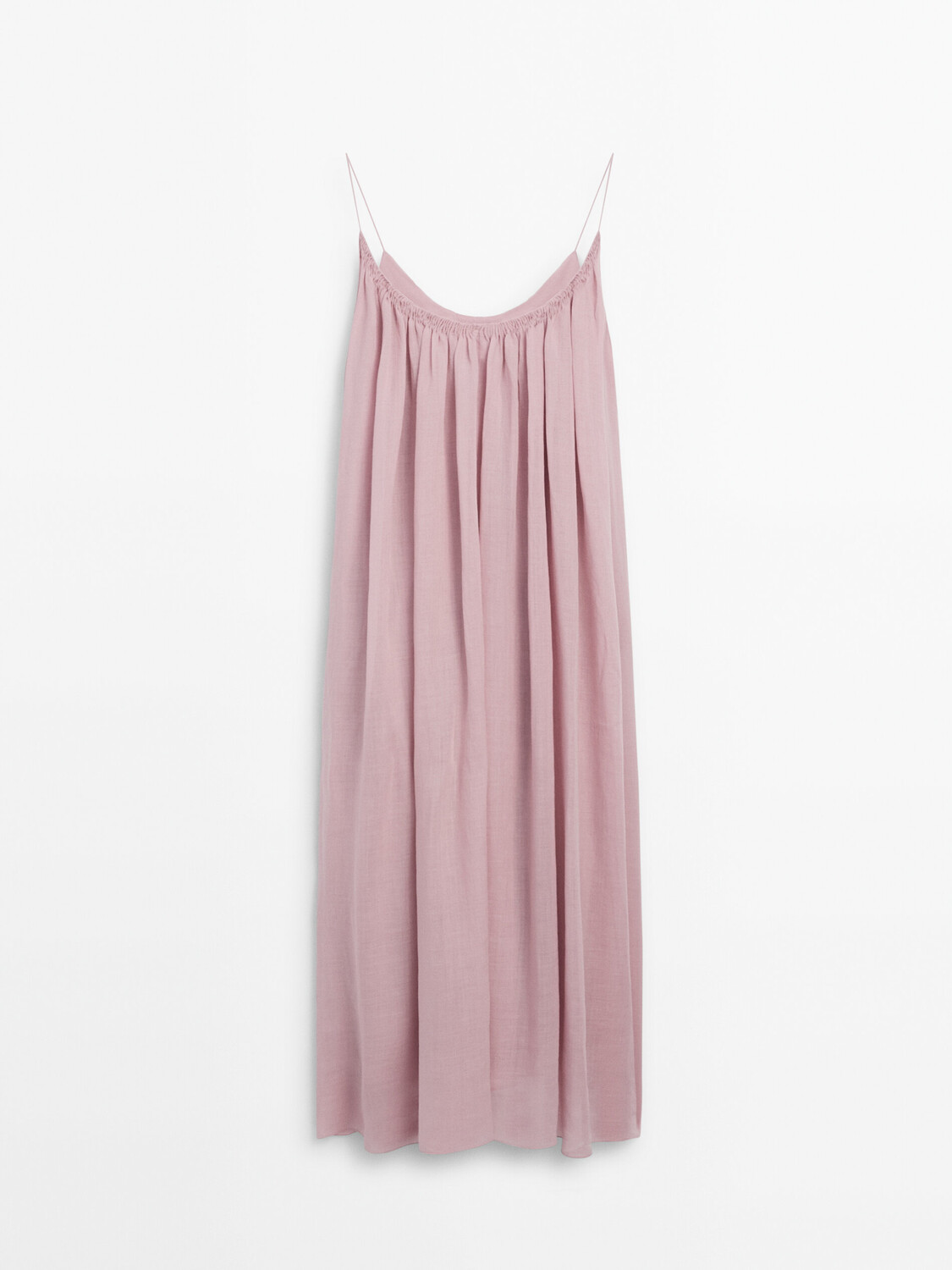 

Длинное платье со сборками Massimo Dutti, розовый