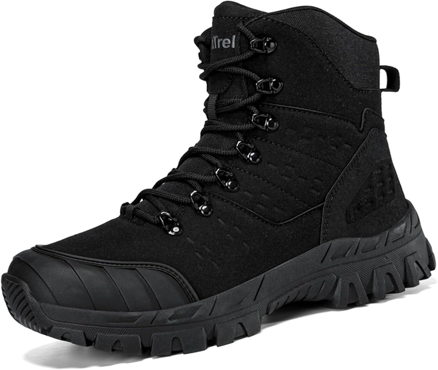 

Мужские высокие тактические ботинки TengfeiFly с шнуровкой, усиленным носком, дышащим верхом и нескользящей резиновой подошвой для активного отдыха на улице: походы, кемпинг, прогулки, черный