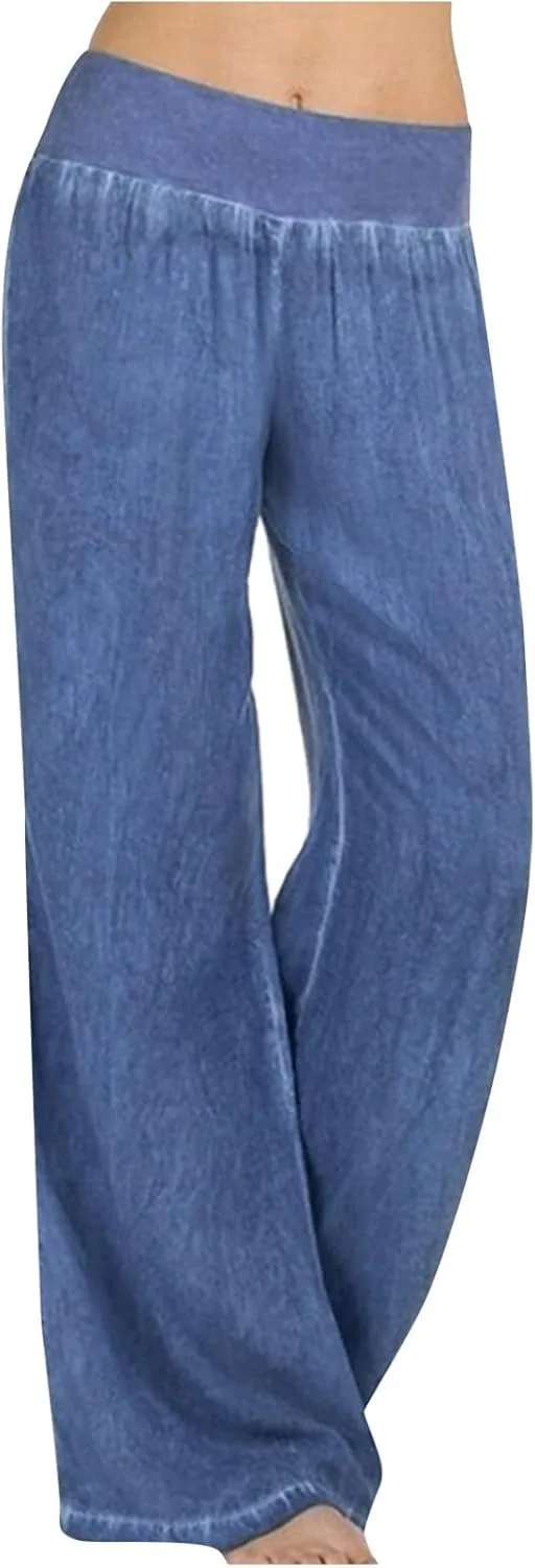 

Женские джинсы Faux Jeans Plus Size с широкими штанинами