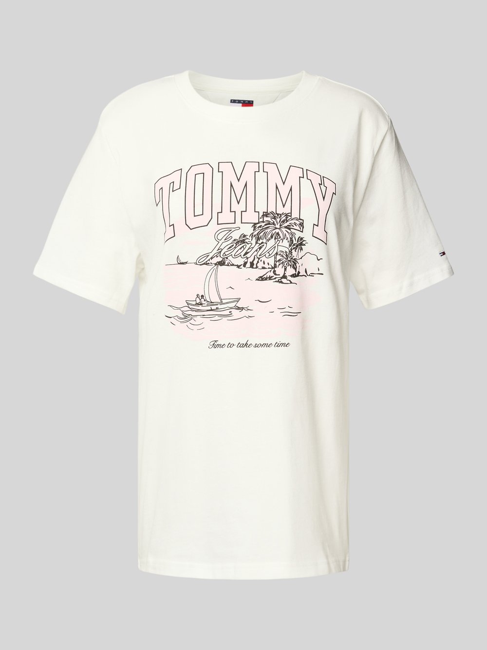 

Футболка прямого кроя из чистого хлопка Tommy Jeans, экрю