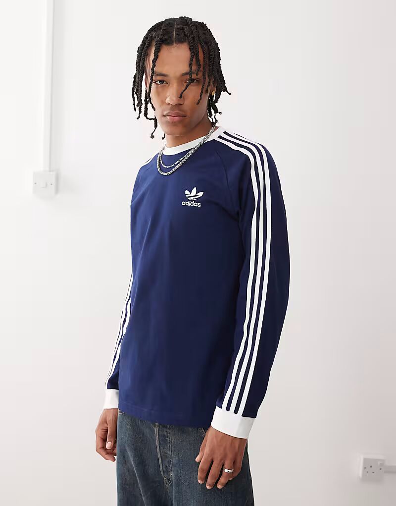 

Футболка с длинным рукавом Adidas Originals Adicolor classics с тремя полосками цвета ночной индиго
