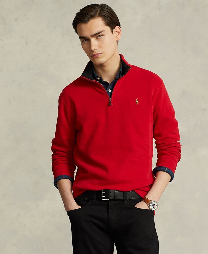 

Мужской хлопковый пуловер в рубчик с молнией на четверть Polo Ralph Lauren, цвет Rl 2000 Red/polo Blk Int