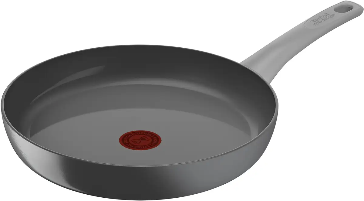 

Сковорода Tefal "Renew On", алюминий, (1 шт.), экологически чистая, переработанная, термосигнал, подходит для индукционной плиты Ø 28 см, серый