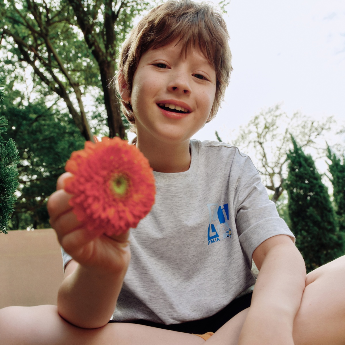 Футболка Apple Tim Lahan New Light Heather Gray Kids' FILA KIDS, серый — фото 4
