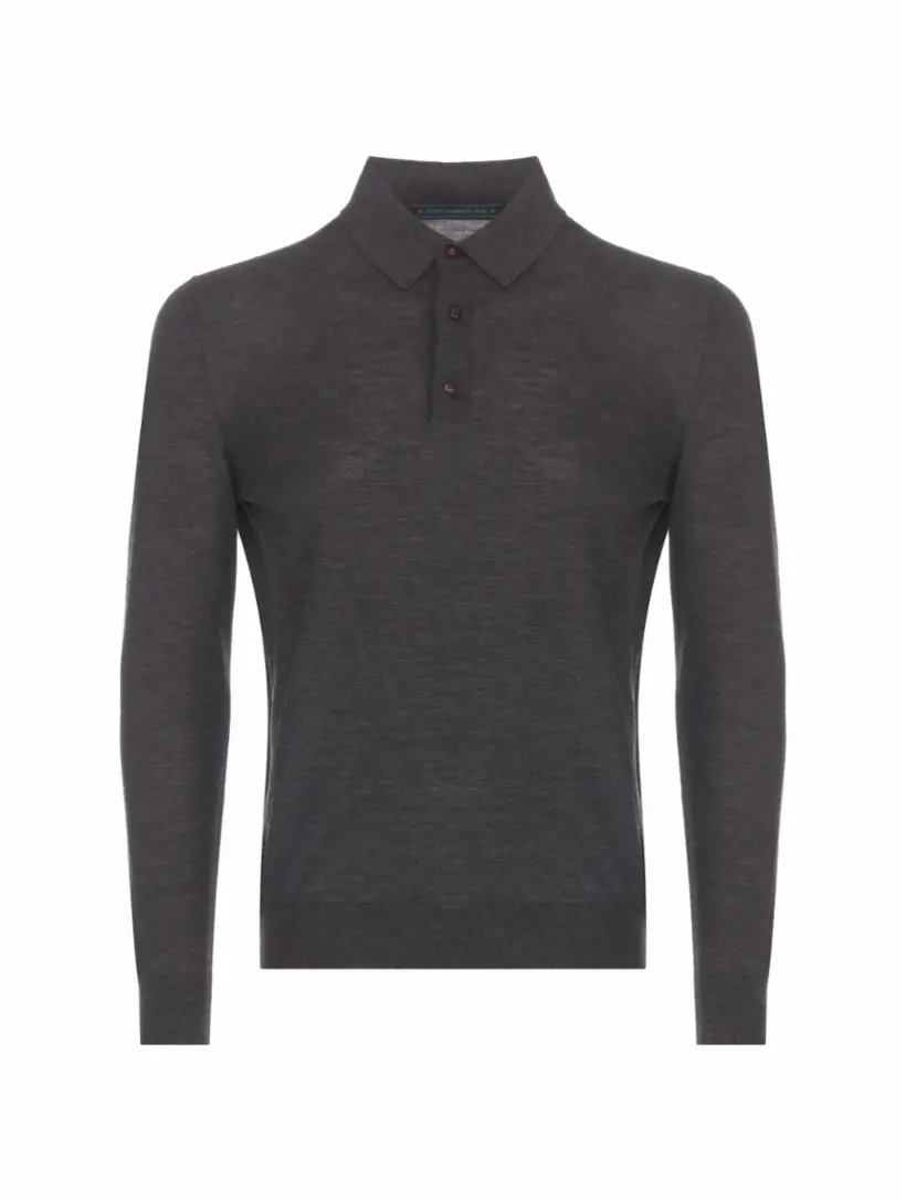 

Шерстяное поло с длинными рукавами Kiton, серый