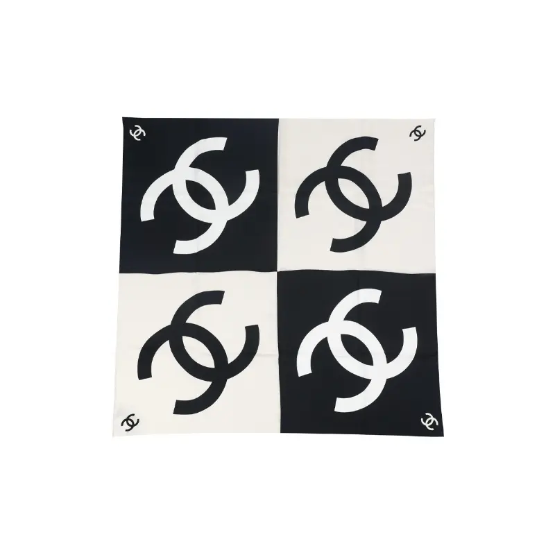 

Шелковый шарф для женщин Chanel, черный белый