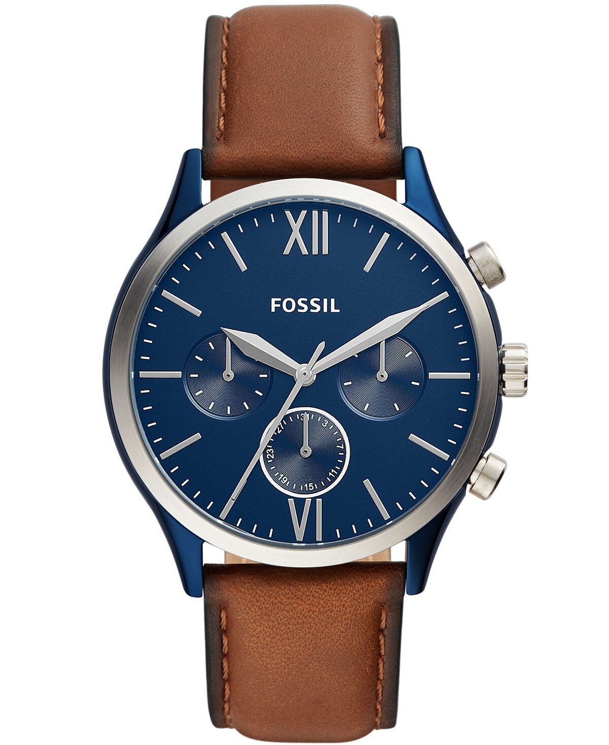 

Мужские многофункциональные синие кожаные часы Fenmore 44 мм Fossil
