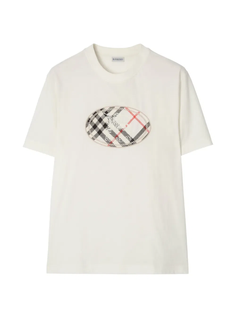 Футболка Burberry Хлопковая с клетчатым рисунком и принтом Knight, Белый