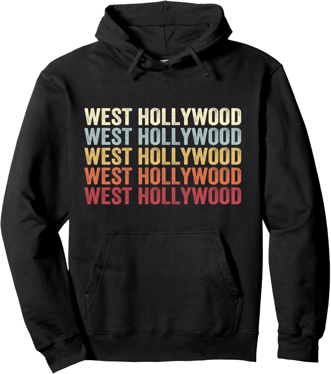 

Вест-Голливуд, Калифорния, ретро-винтажная толстовка West Hollywood California West Hollywood Ca Retro, черный