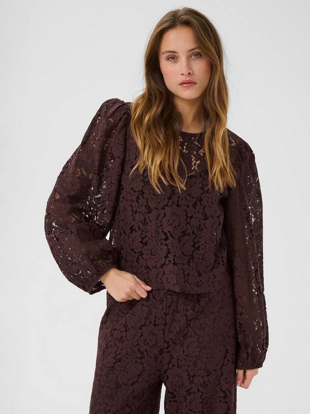 

Топ Nomi Lace с длинными рукавами KAFFE, Mid Red