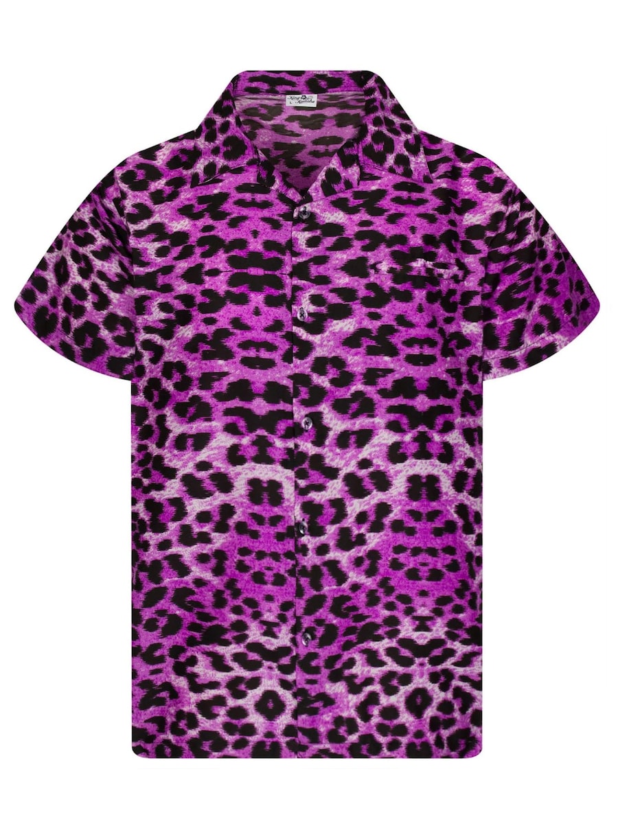 

Рубашка на пуговицах классического кроя King Kameha Leopard, фиолетовый