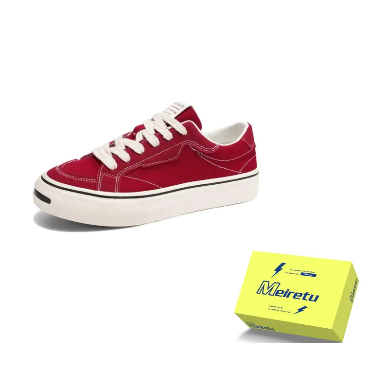

Meiretu Антискользящие износостойкие низкие скейтерские кроссовки мужские красные, цвет Red