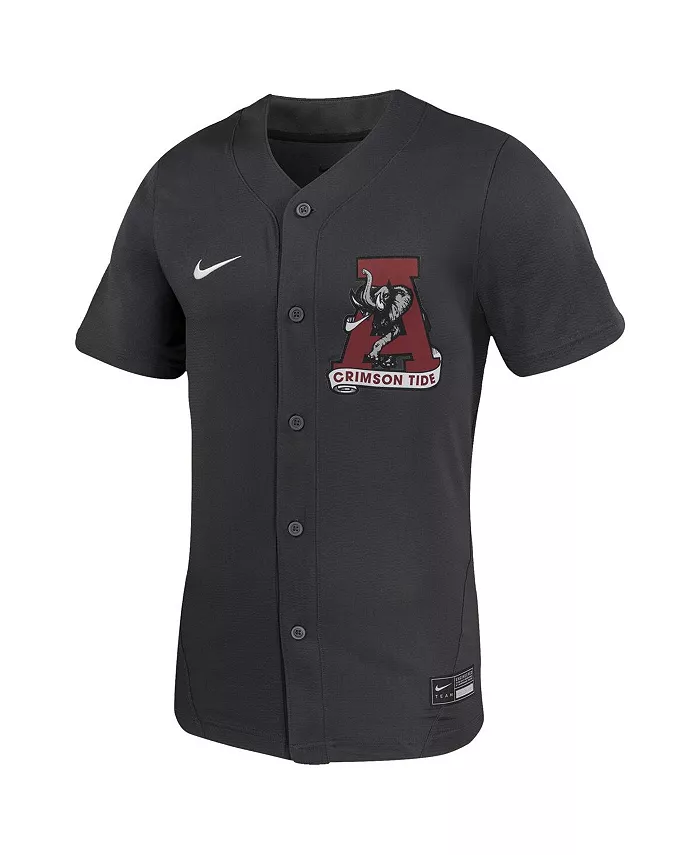 Мужская и женская антрацитовая Alabama Crimson Tide реплика софтбольной майки Nike — фото 3