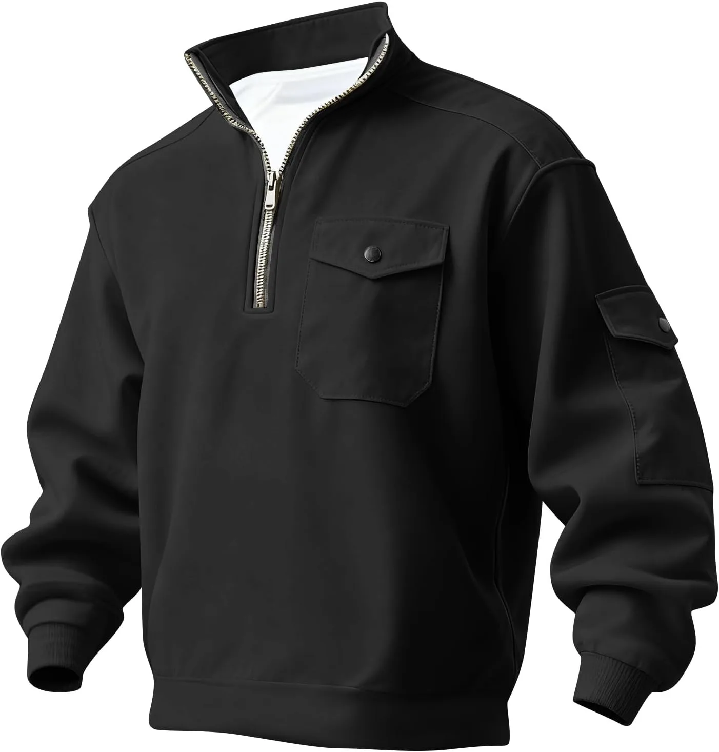 

Тактический худи для мужчин с четвертью молнией, винтажный свитшот с карманами RTTUIOP