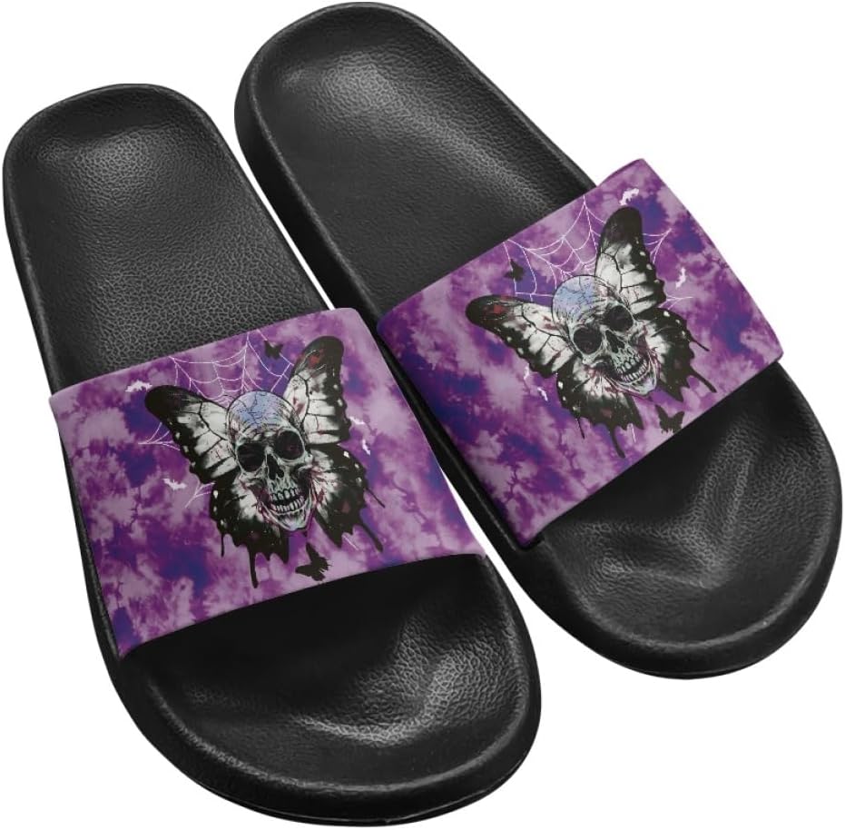 

Шлепанцы для женщин и мужчин. Милые водонепроницаемые шлепанцы с противоскользящим покрытием. Летние быстросохнущие тапочки для пляжа, бассейна и душа Generic, Skull & Butterfly