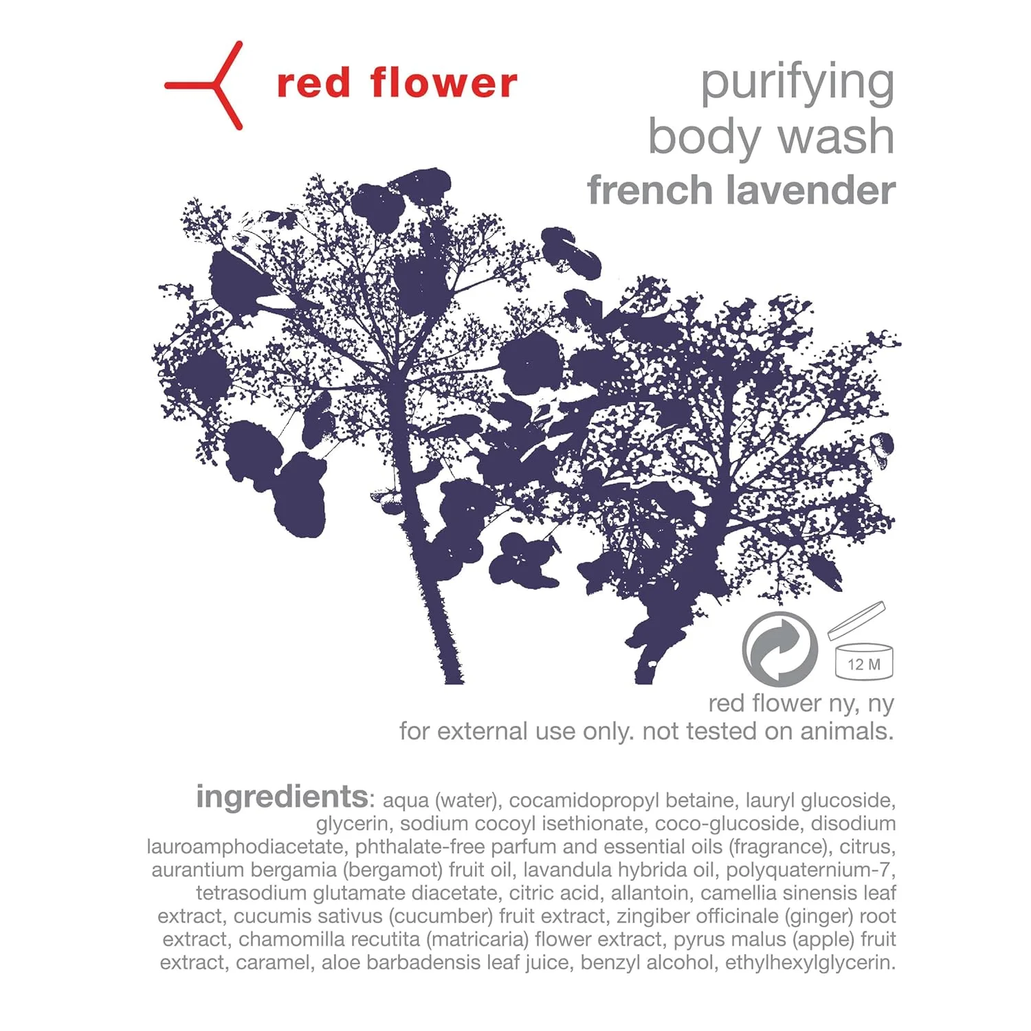 Очищающий гель для душа Red Flower French Lavender - растительный очищающий и увлажняющий гель для душа с органическими экстрактами фруктов и листьев для увлажненной и сияющей кожи (280 мл) 302 мл (1 шт.), White — фото 2