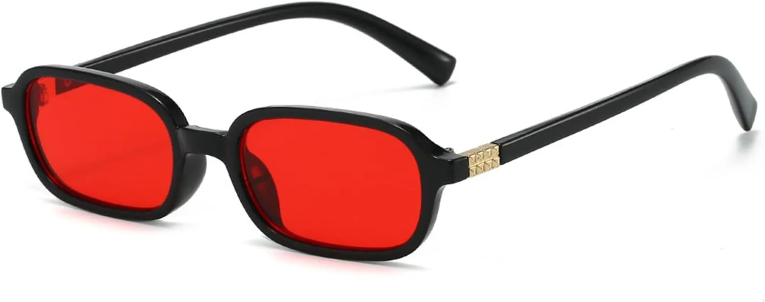 

Солнцезащитные очки JUDOO в стиле ретро, ​​прямоугольные, для женщин и мужчин, узкие, винтажные, квадратные, прямоугольные, тонкие, милые, Black Frame/Red Lens