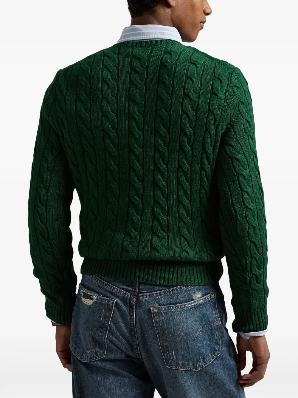 Свитер крупной вязки с круглым вырезом Polo Ralph Lauren, зеленый — фото 4