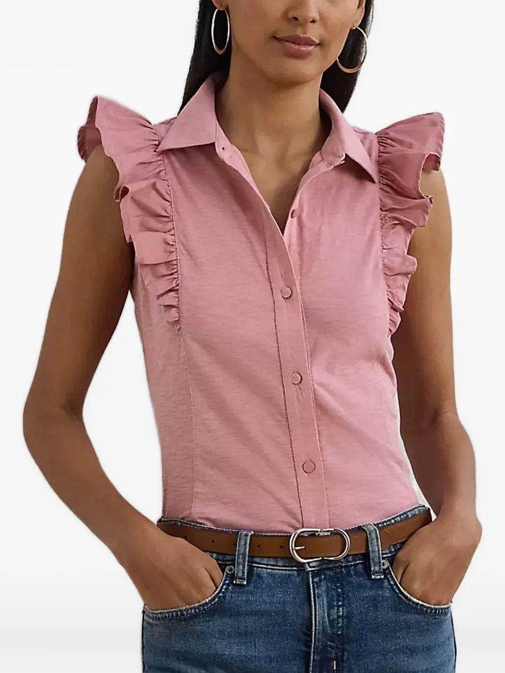

Рубашка без рукавов с оборками Lauren Ralph Lauren, розовый
