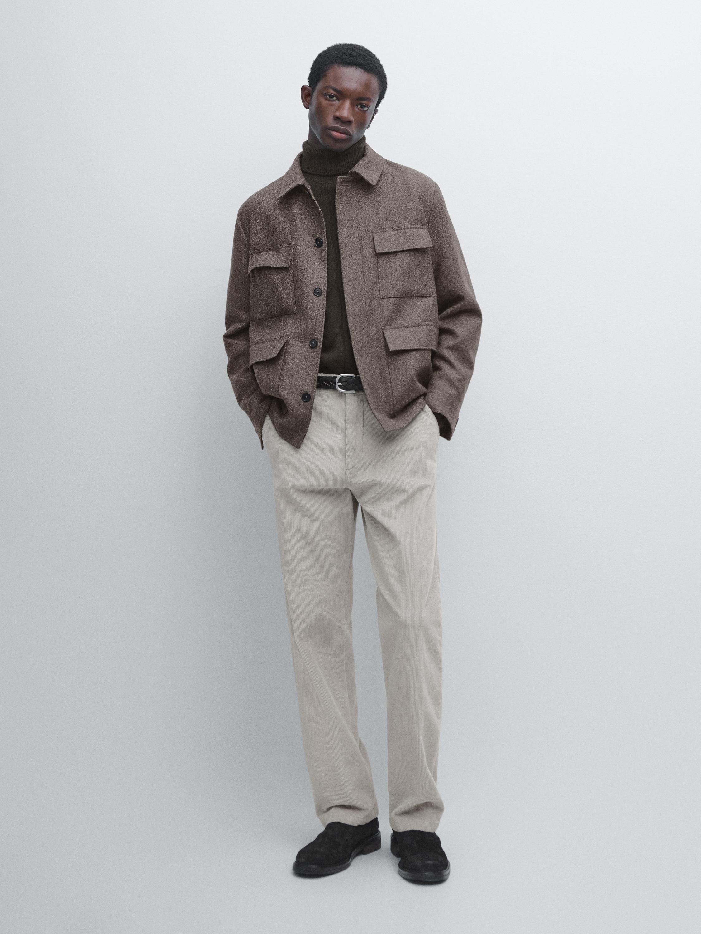 

Кардиган из смесовой шерсти с узором «елочка» Massimo Dutti, mink