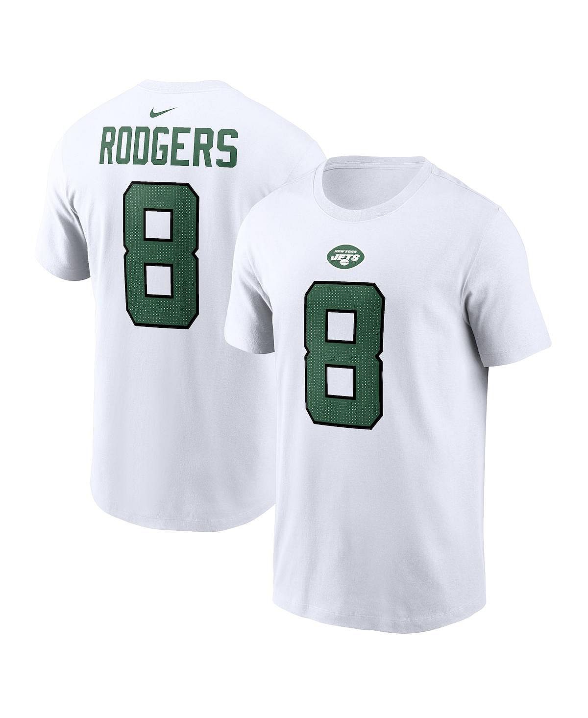 

Мужская белая футболка с именем и номером игрока Aaron Rodgers New York Jets Nike, Белый, Мужская белая футболка с именем и номером игрока Aaron Rodgers New York Jets Nike