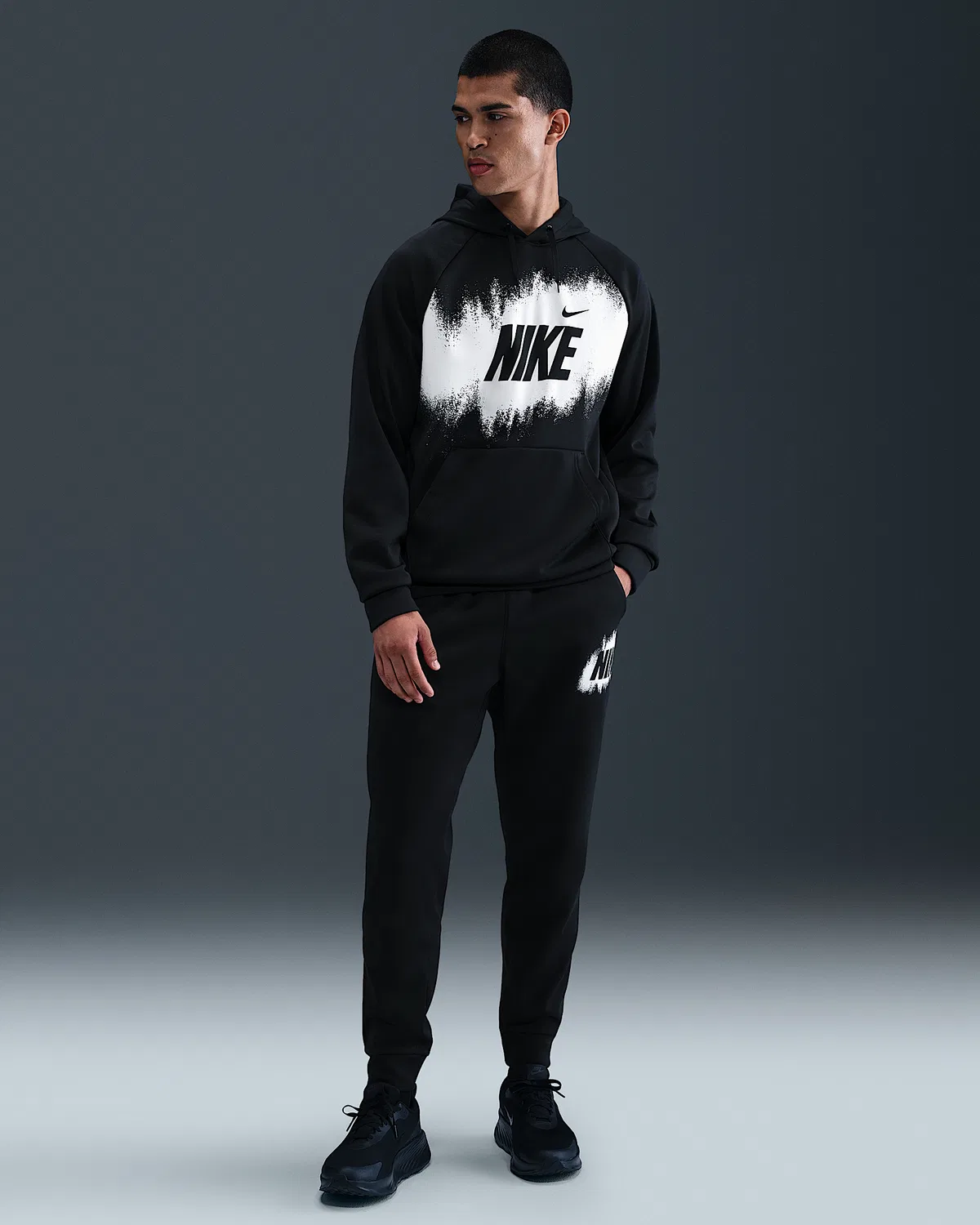 Мужское флисовое худи Nike Therma-FIT, Black — фото 4