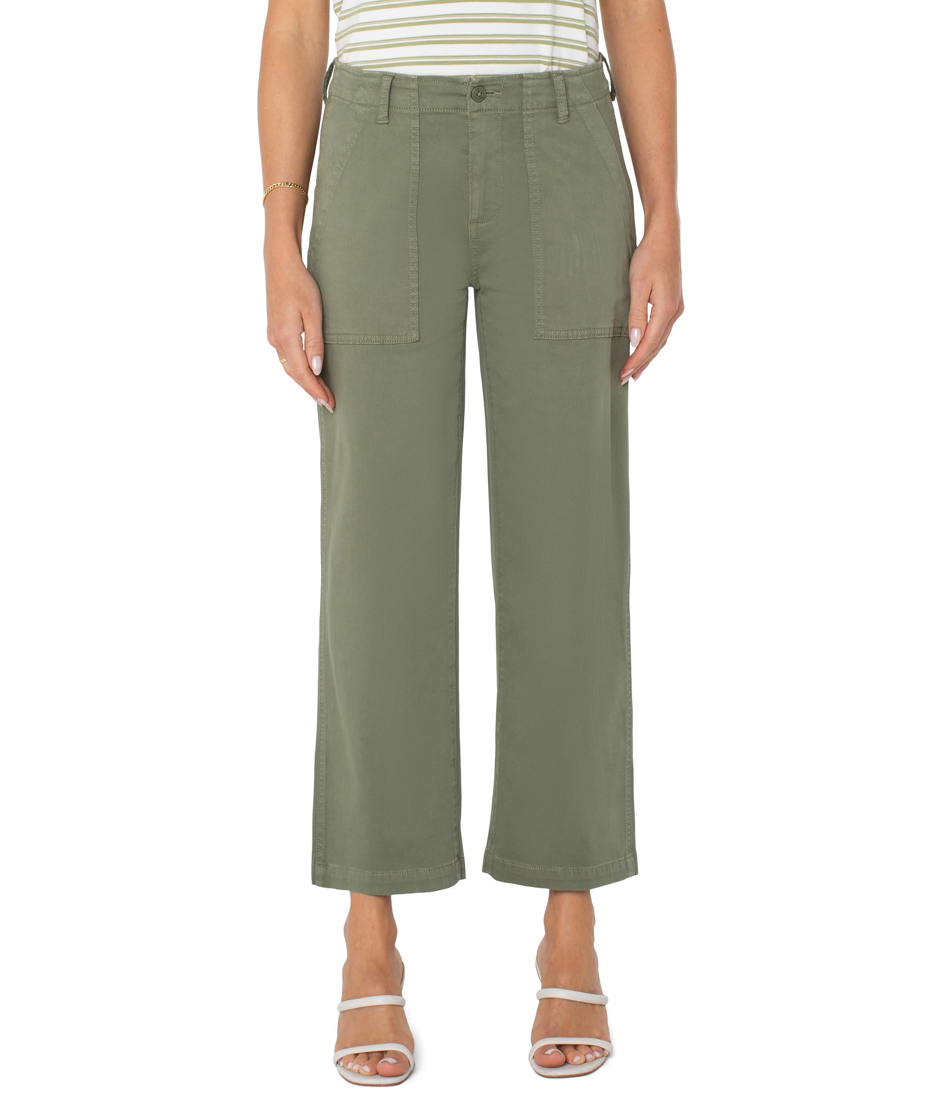 

Брюки Liverpool Los Angeles Cargo Wide Leg Crop, цвет Martini Olive