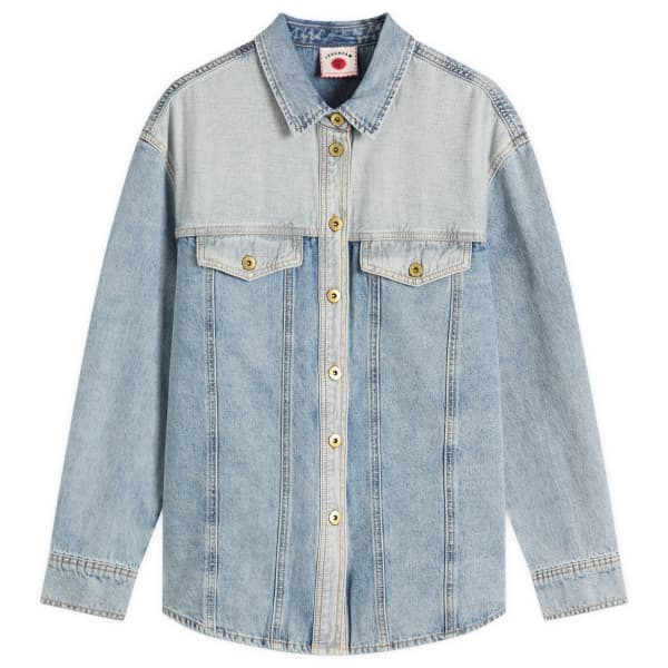 

Джинсовая рубашка с аппликацией в виде бегущей собаки Icecream, светло-wash синий