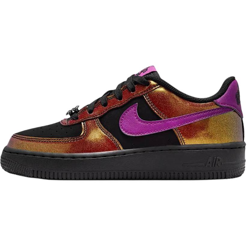 

Nike Детские скейтбордистские кроссовки Air Force 1 Support Low top, черные с золотыми вставками, для подростков